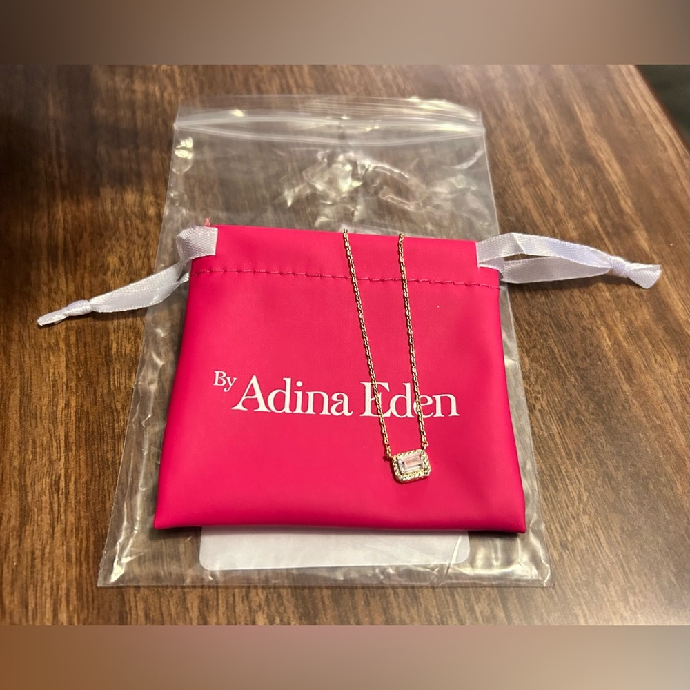 ✨✨ Adina Eden Pave Outlined Baguette Solitaire Pendant Necklace ✨✨